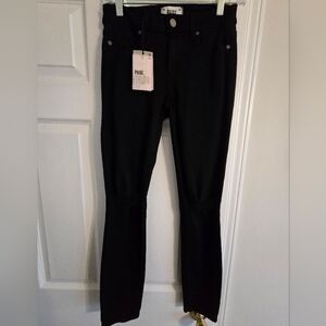 PAIGE Classic Black Skinny Jeans, Distressed Knees, Size 25